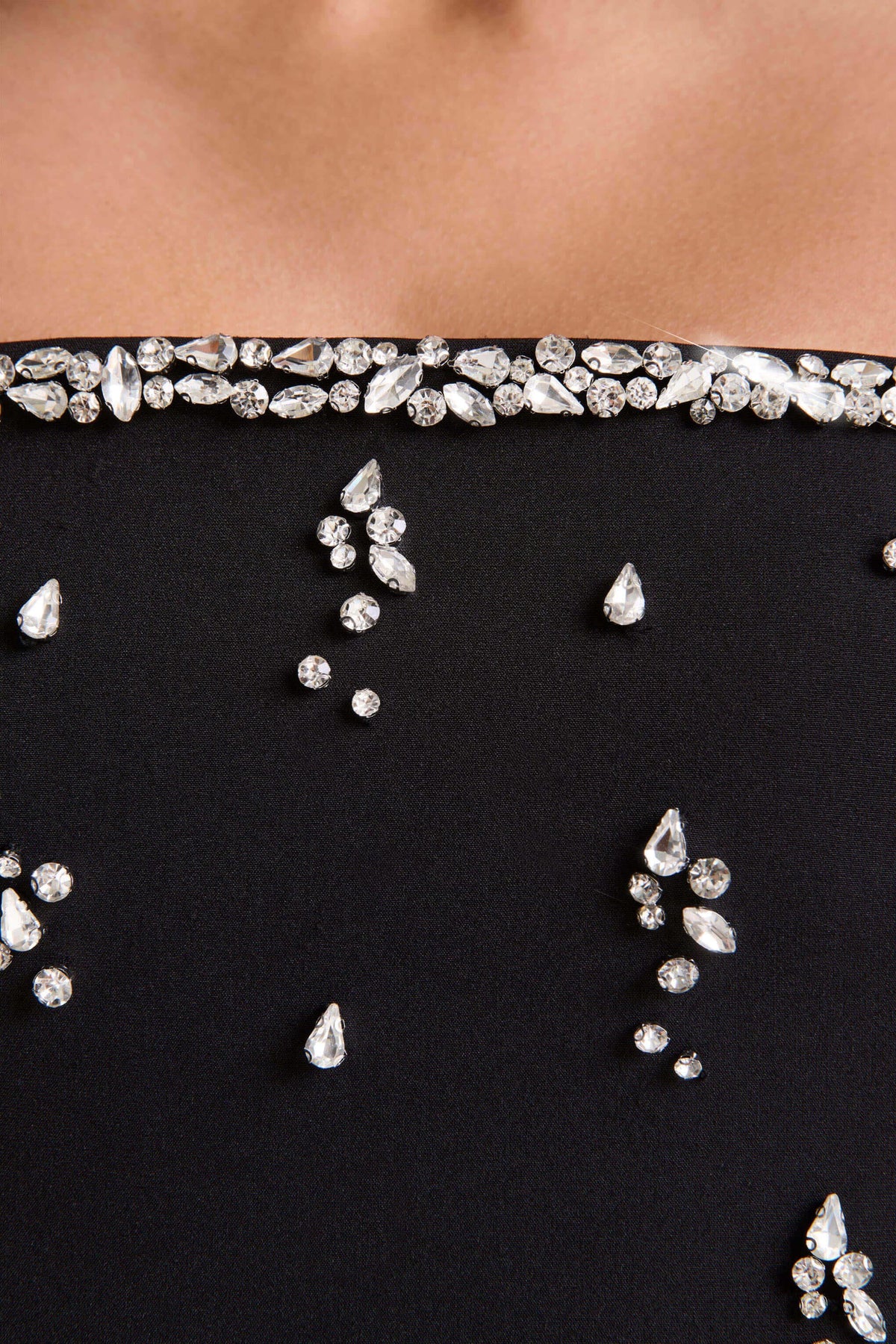 Rominia | Black Bandeau Hand-Embellished Maxi Dress