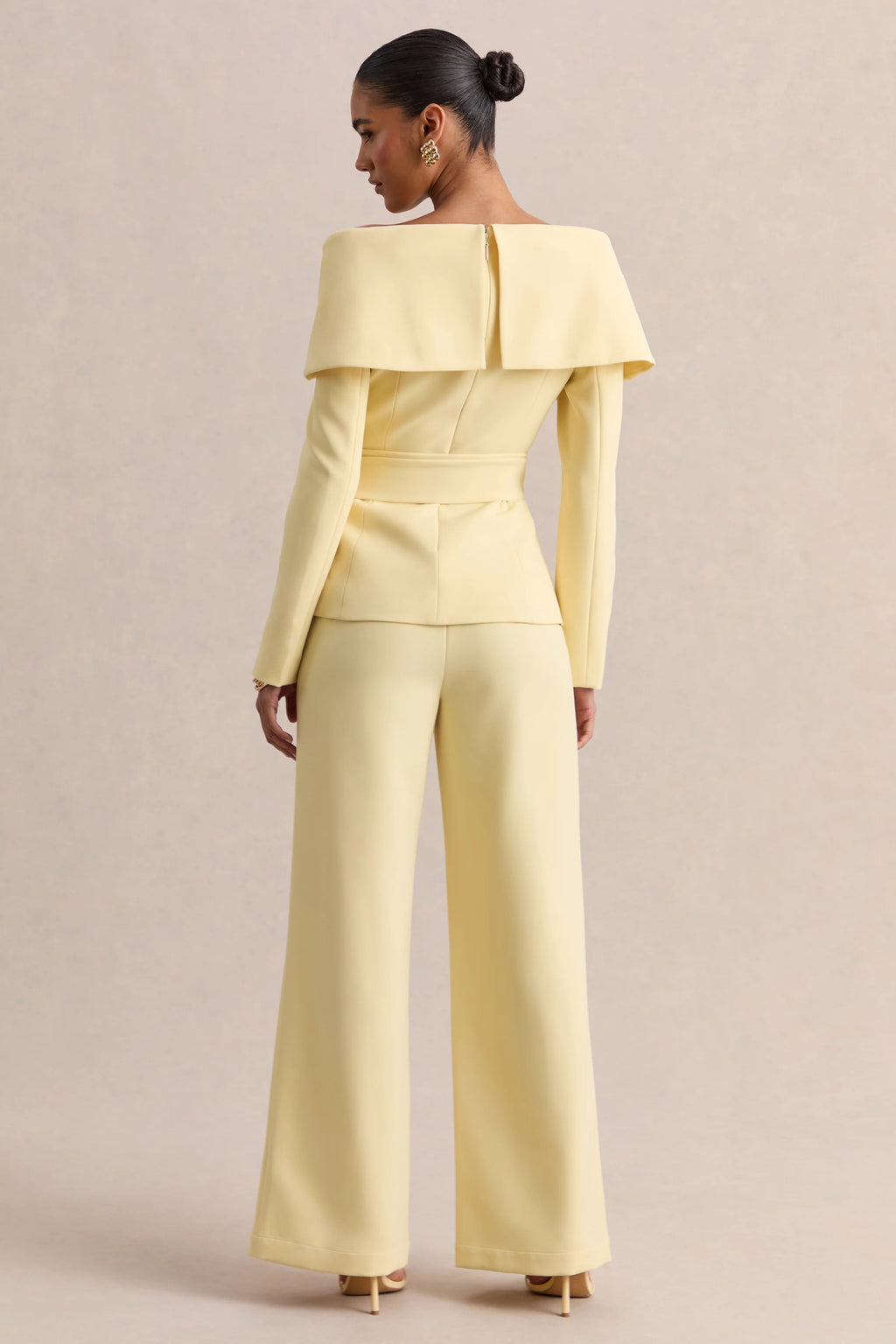 Empress | Lemon Bardot-Neck Tailored Top