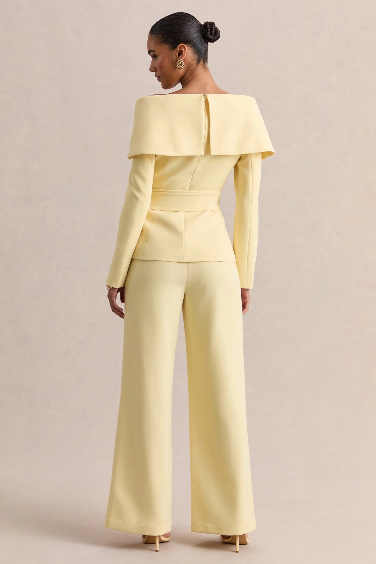Empress | Lemon Bardot-Neck Tailored Top