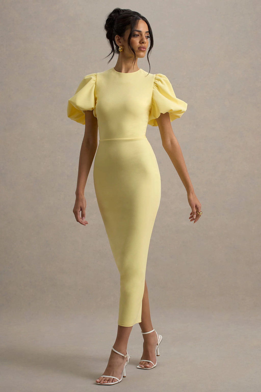Dakota | Lemon Puff-Sleeve Midi Dress