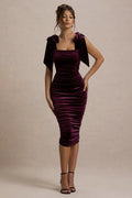 Tarna | Port Velvet Midi Dress With Bow Straps