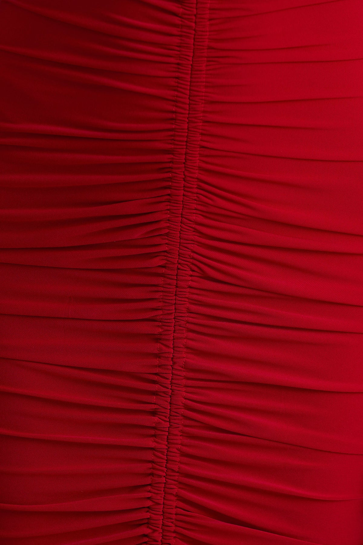 Jewel | Red Plunge-Neck Maxi Dress With Front Split and Ruched Detailing
