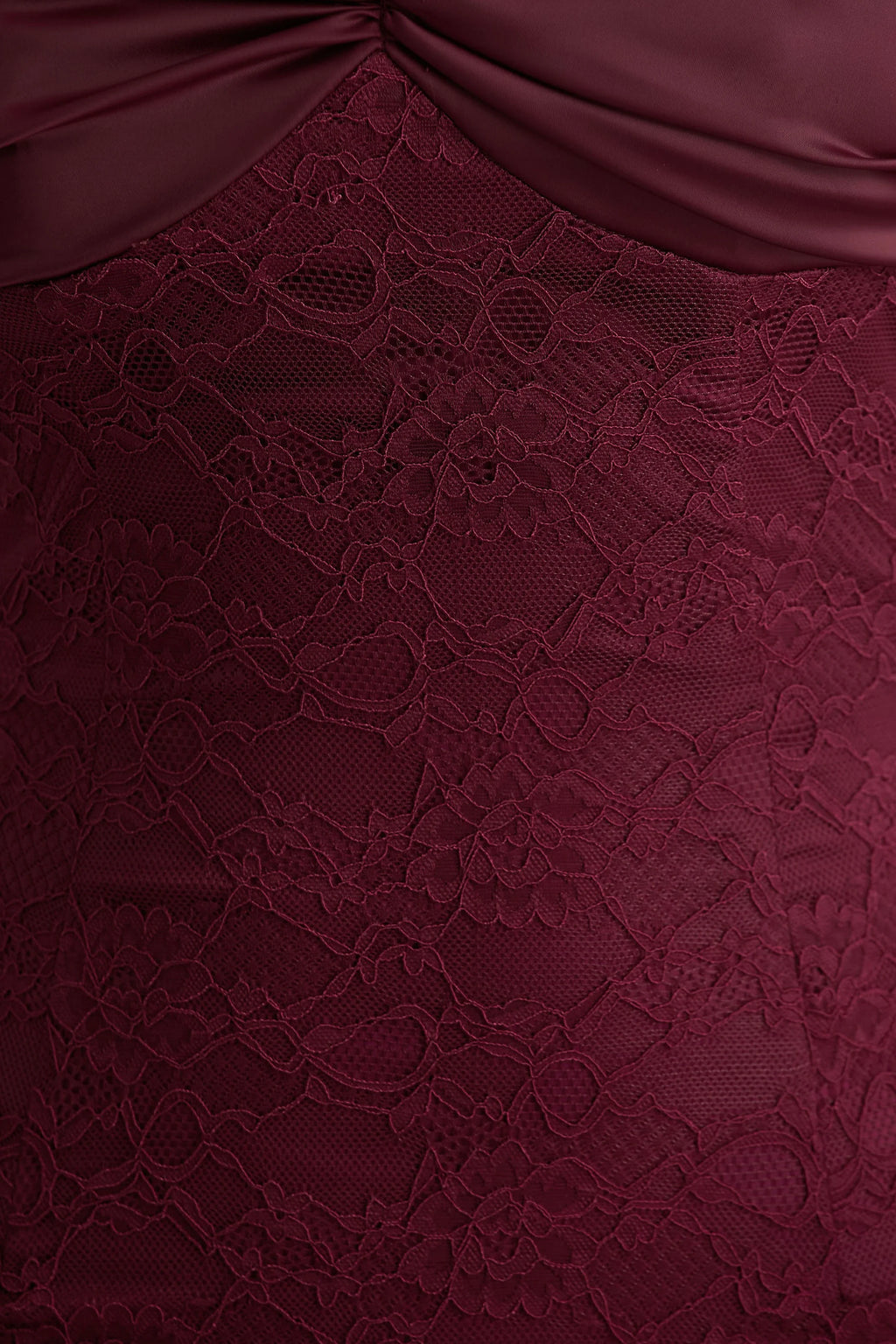 Juana | Burgundy Lace And Satin Sweetheart-Neck Satin Maxi Dress