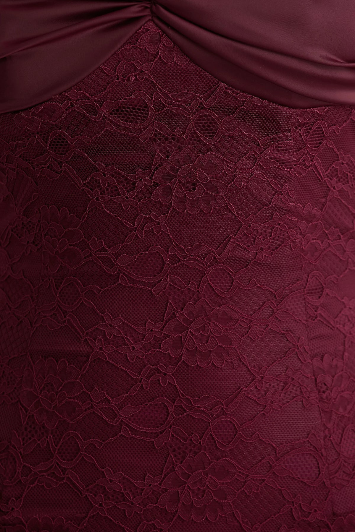 Juana | Burgundy Lace And Satin Sweetheart-Neck Satin Maxi Dress