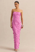 Gracie | Pink Lace Bandeau Maxi Dress