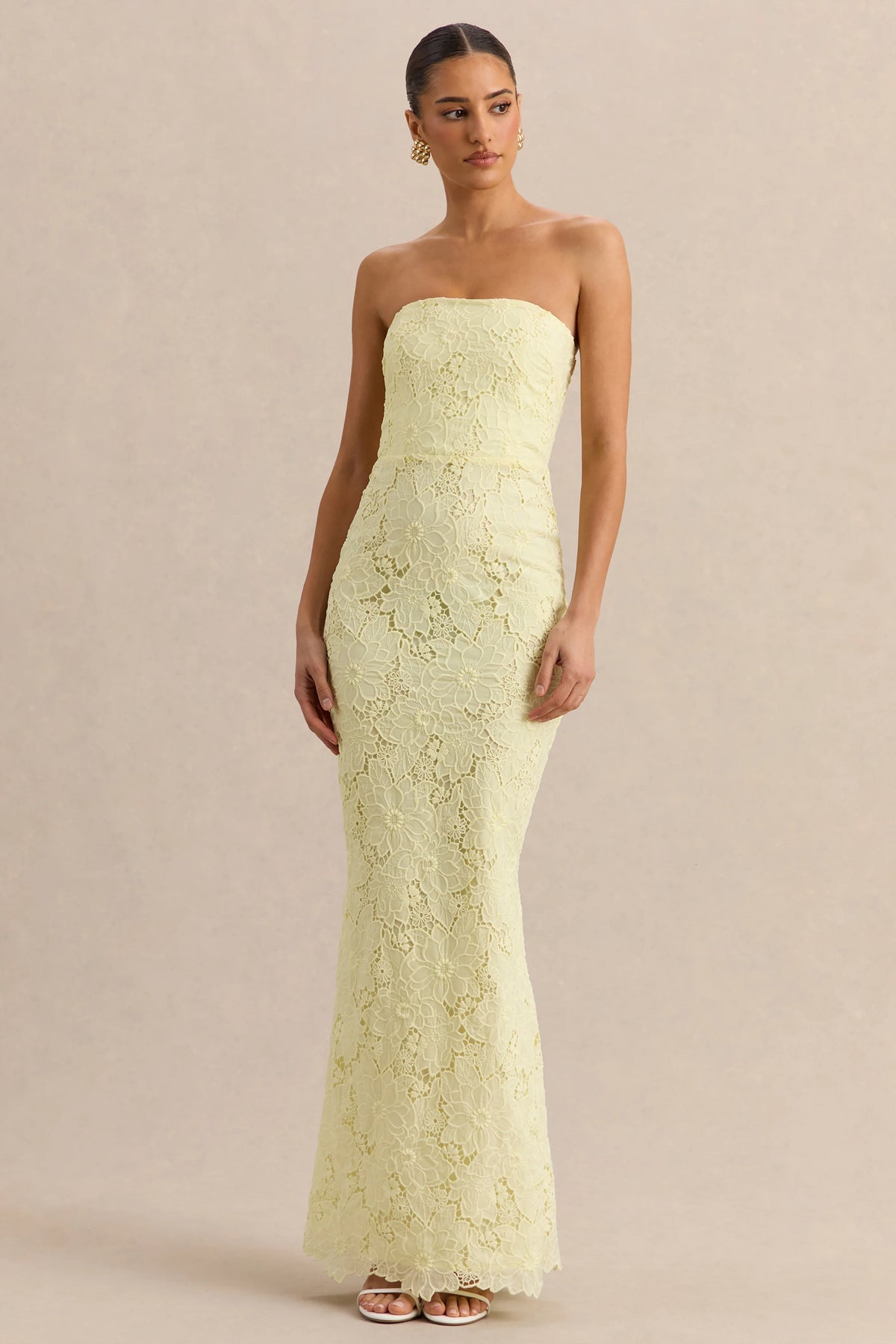 Suzie | Lemon Lace Bandeau Maxi Dress