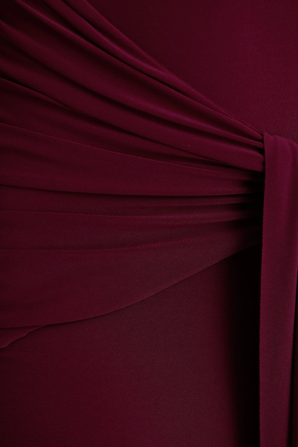 Pietra | Berry High-Neck Long Sleeve Knot Maxi Dress