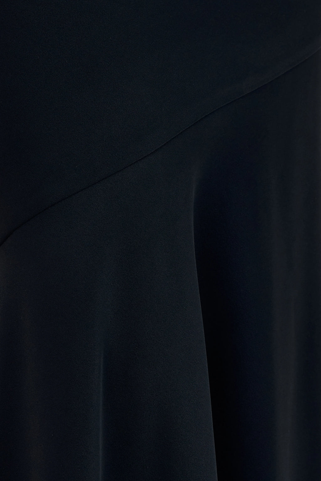 Vayla | Black Matte Satin Asymmetric Drop-Waist Maxi Skirt