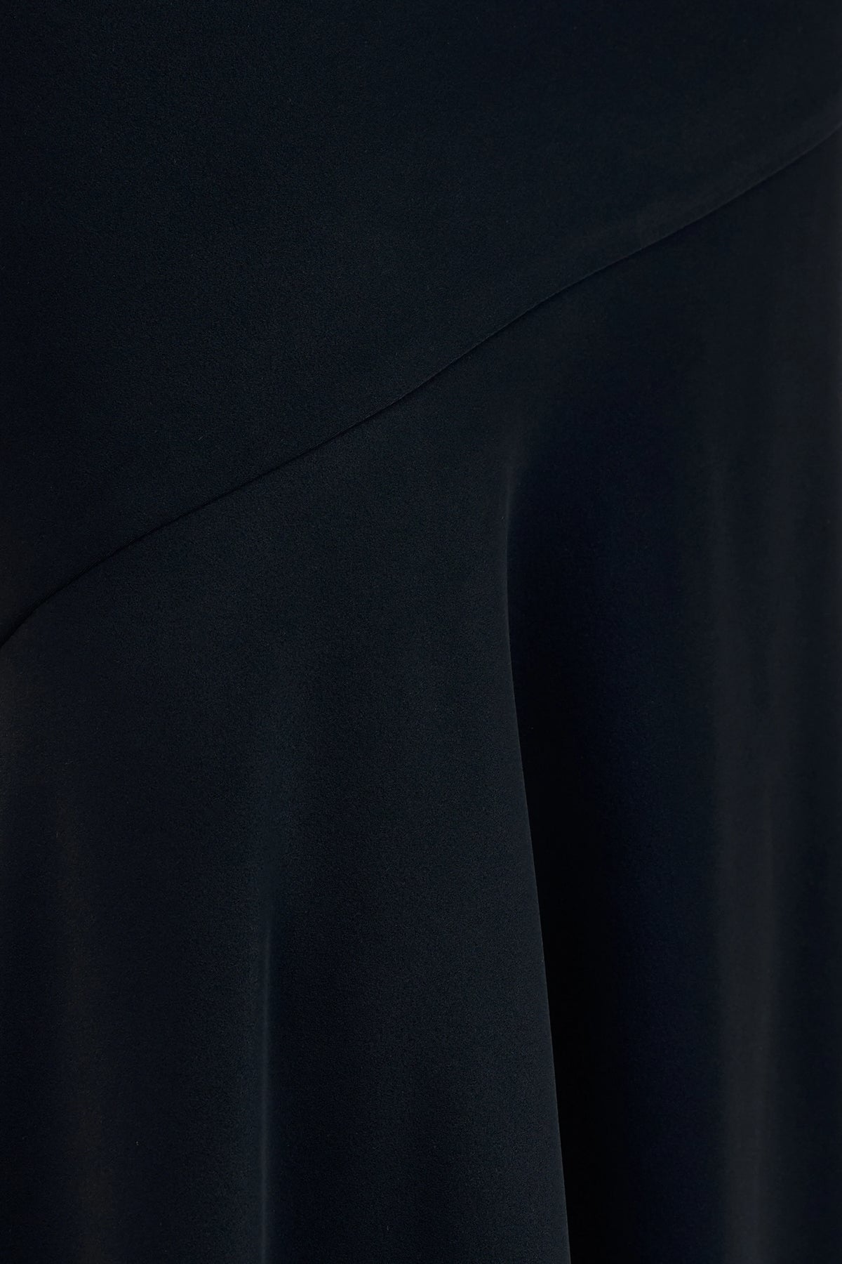 Vayla | Black Matte Satin Asymmetric Drop-Waist Maxi Skirt