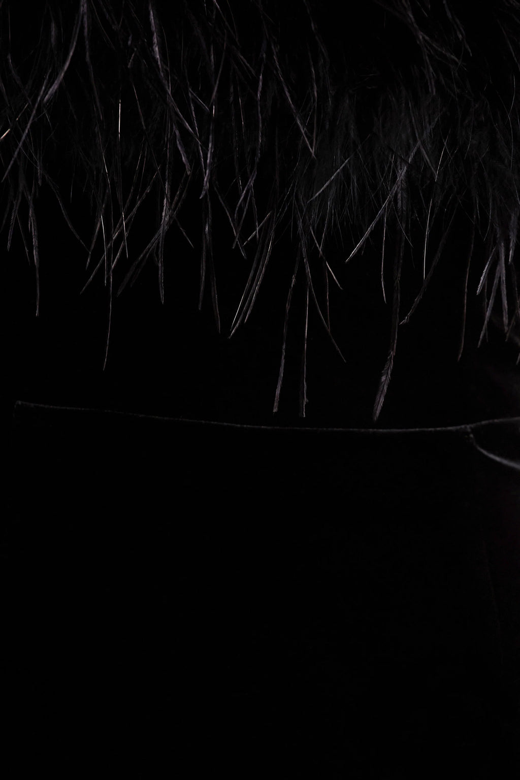 Arella | Black Velvet Bandeau Maxi Dress With Feather Trim