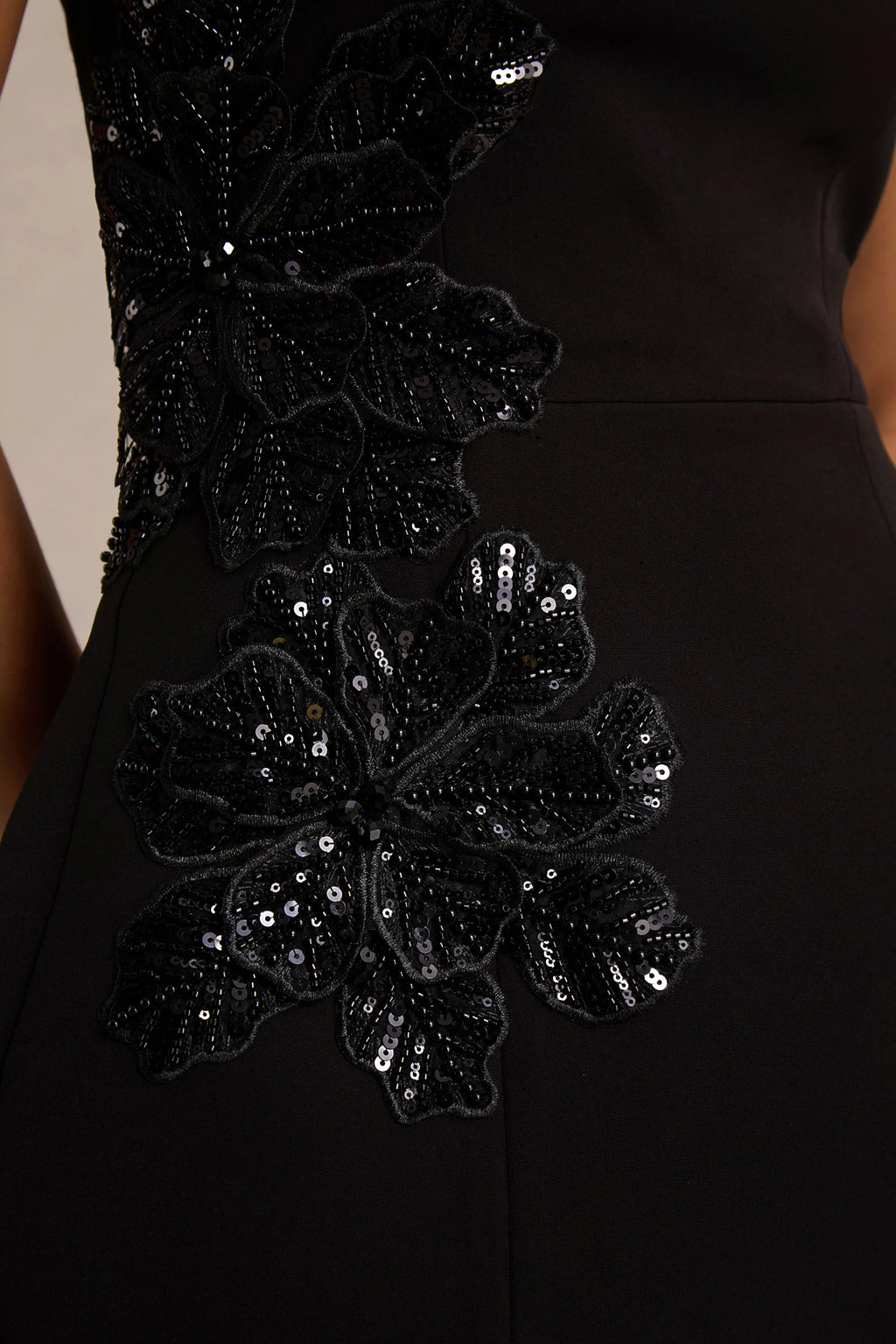 Lillian | Black Halter-Neck Mini Dress With Embellished Detailing