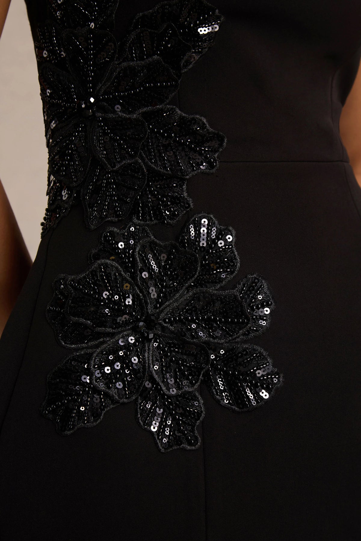Lillian | Black Halter-Neck Mini Dress With Embellished Detailing