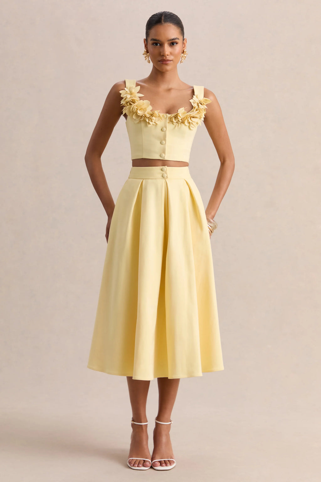 Joy | Lemon A-Line Midi Skirt