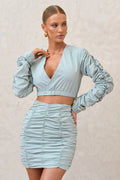 Break Of Day | Sage Ruched Mini Skirt