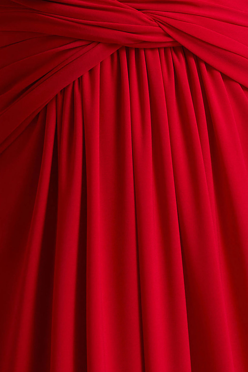 Estrella | Red High-Neck Maxi Dress With Ruched Detailing