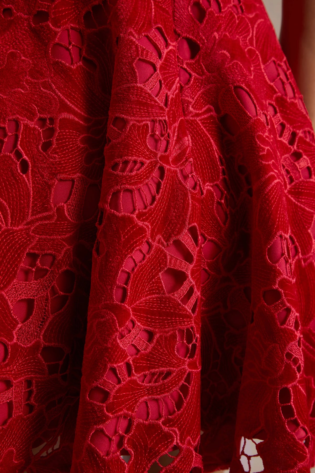 Roam | Red Lace High-Neck Mini Dress