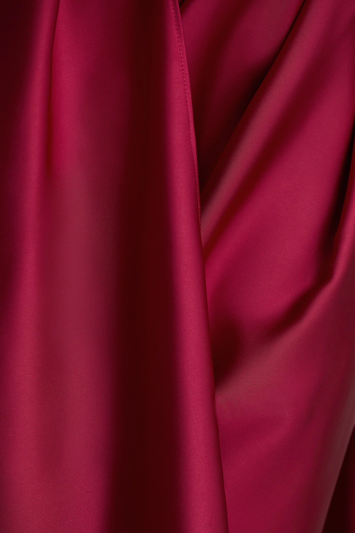 Lynette | Burgundy Satin Plunge-Neck Maxi Dress With Asymmetric Hem