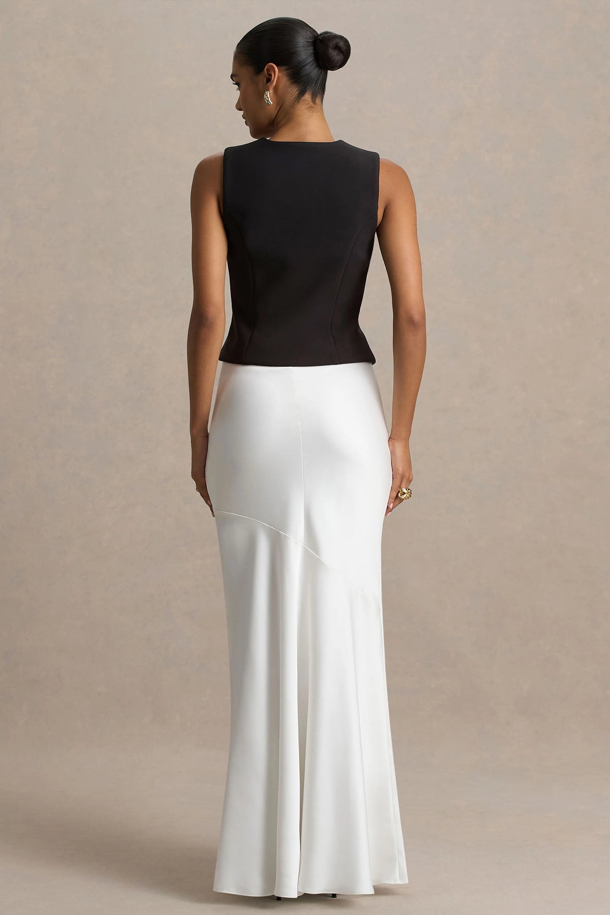 Lilah  | Cream Satin Maxi Skirt
