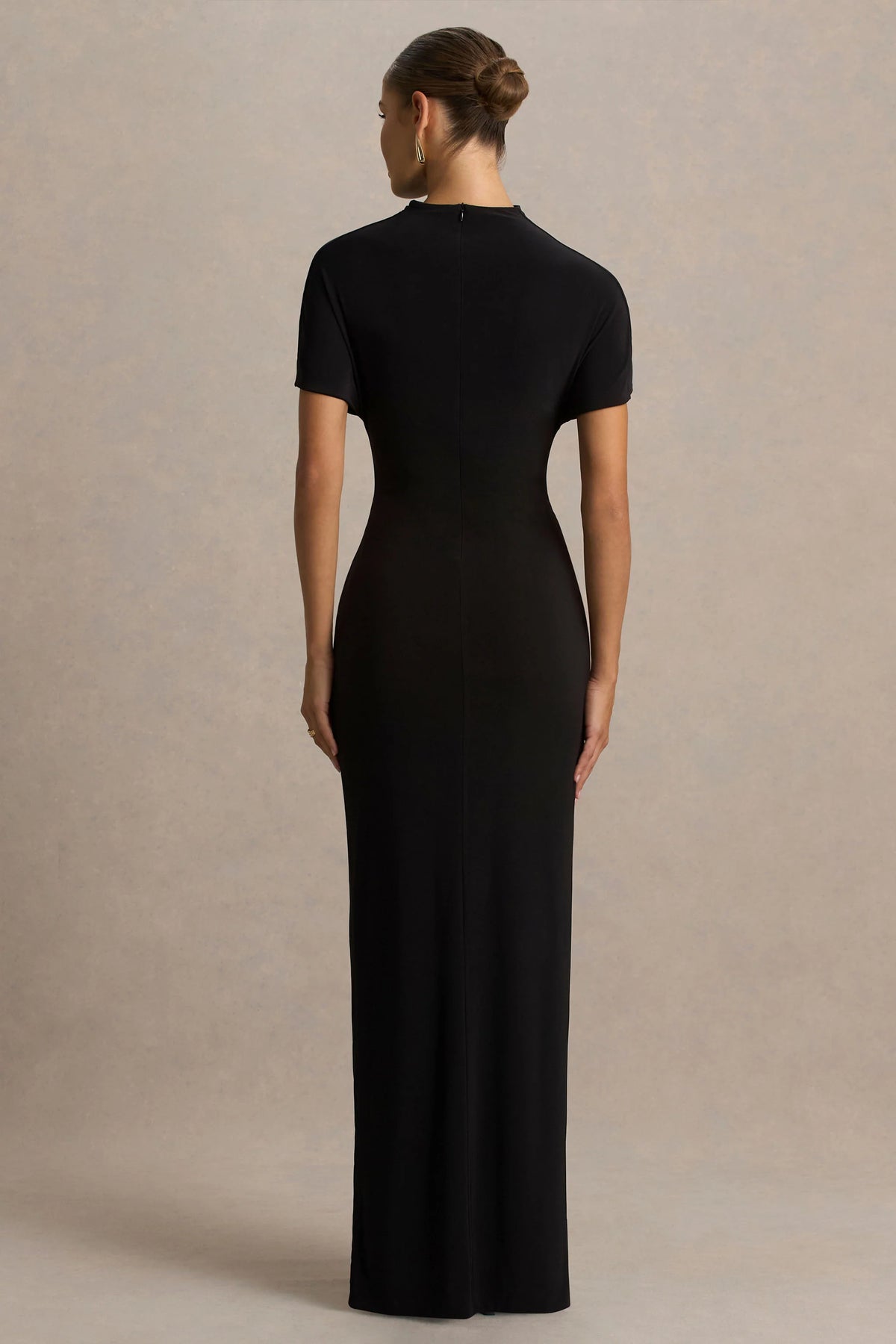 Arlena | Black High-Neck Wrapped Maxi Dress