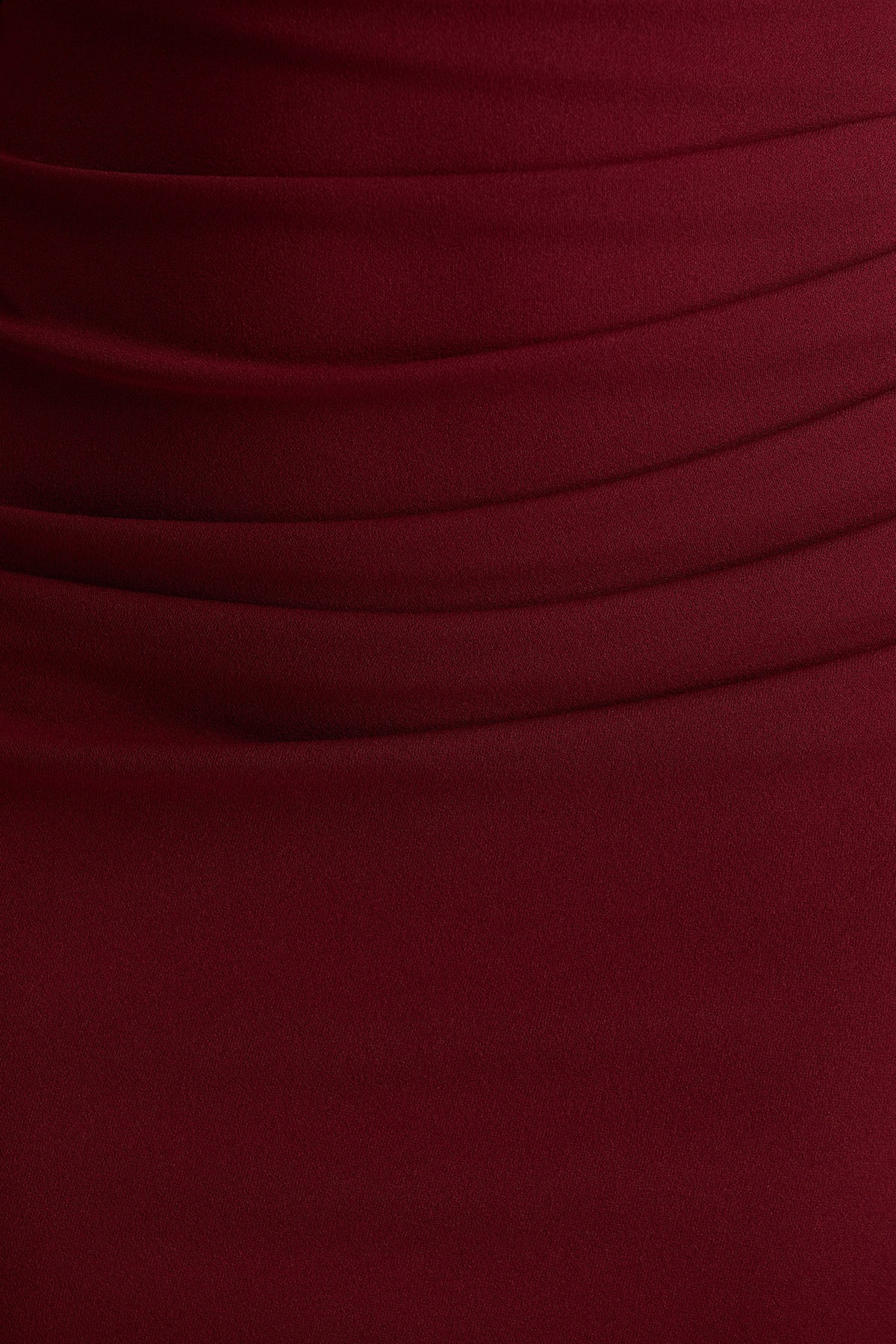 Leah | Burgundy Asymmetric-Neck Midi Dress With Cape-Sleeve