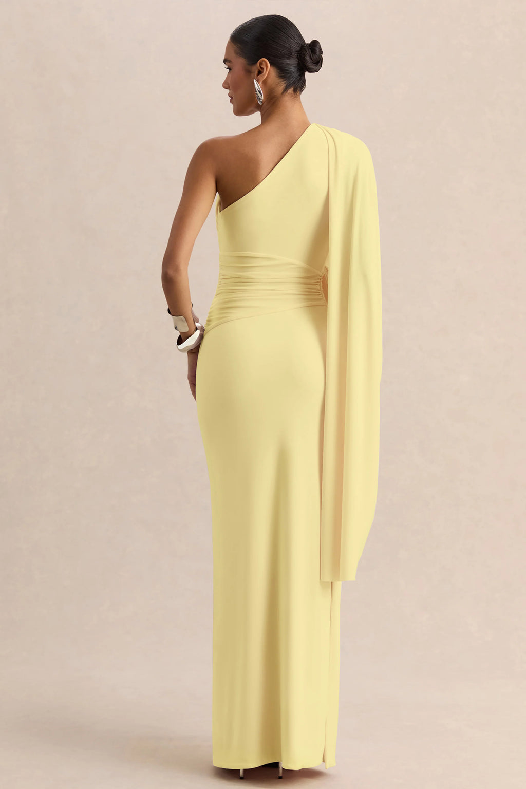 Sabella | Lemon Asymmetric-Neck Maxi Dress