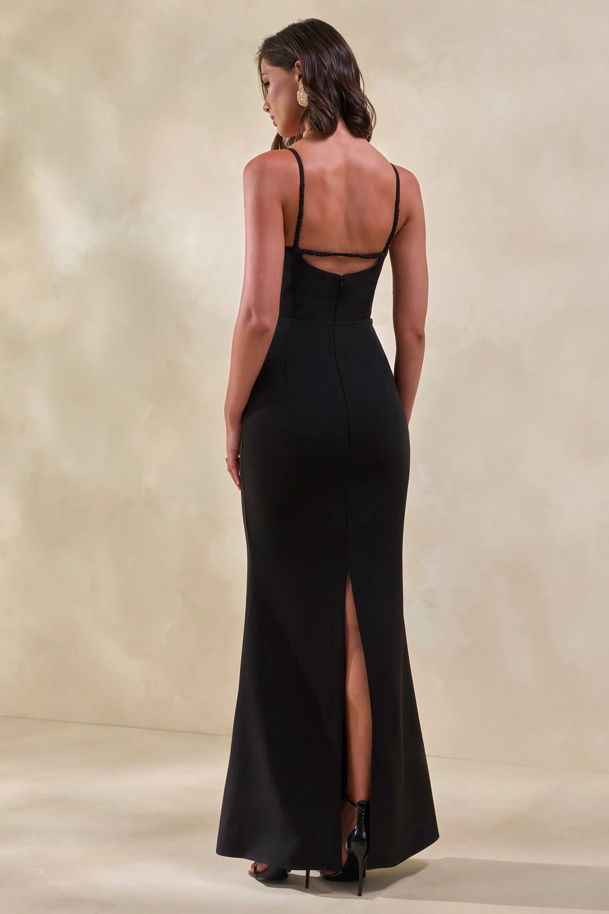 Zavira | Black Square-Neck Maxi Dress