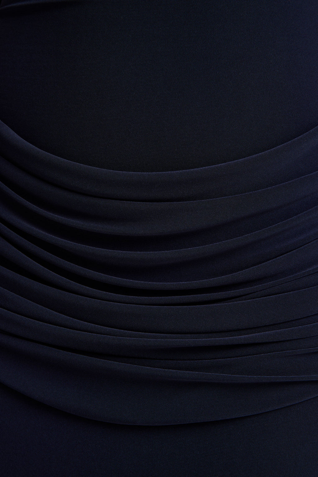 Hesperia | Navy High-Neck Maxi Dress With Draped-Detailing And Scarf
