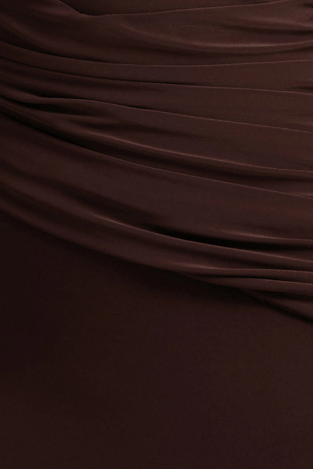 Valina | Brown Ruched Asymmetric Maxi Dress With Drape