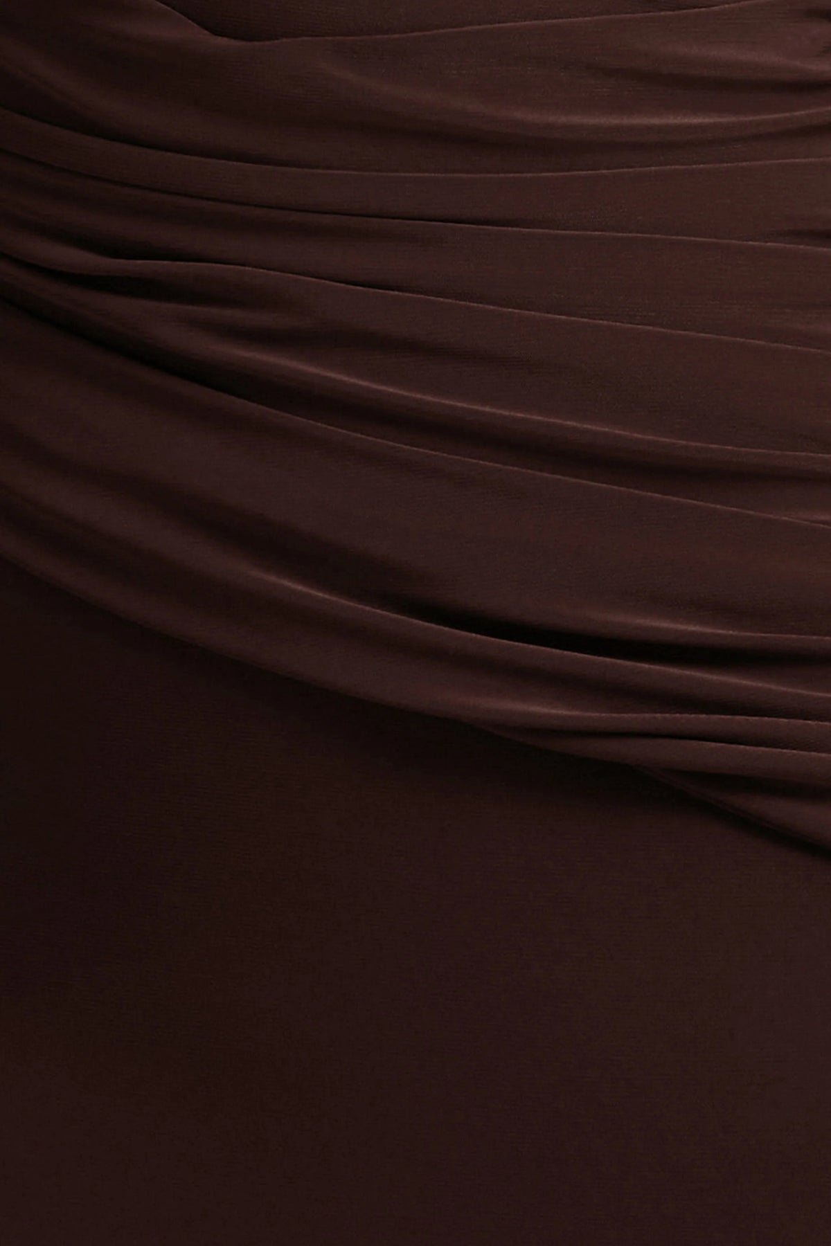 Valina | Brown Ruched Asymmetric Maxi Dress With Drape