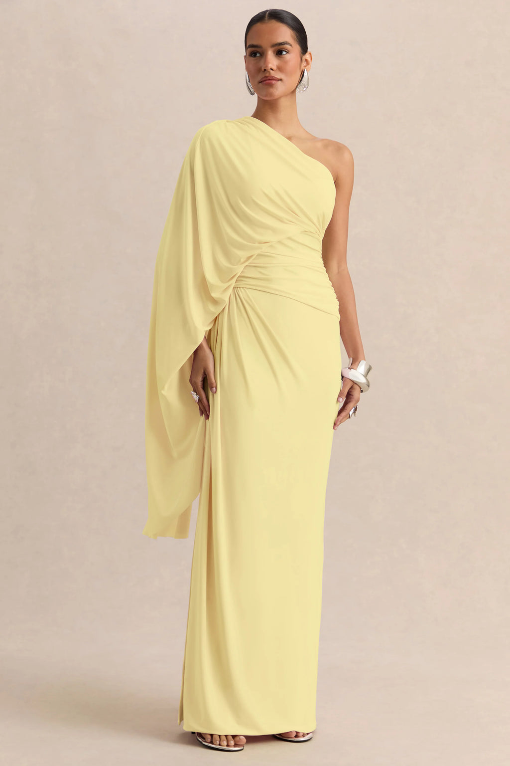 Sabella | Lemon Asymmetric-Neck Maxi Dress