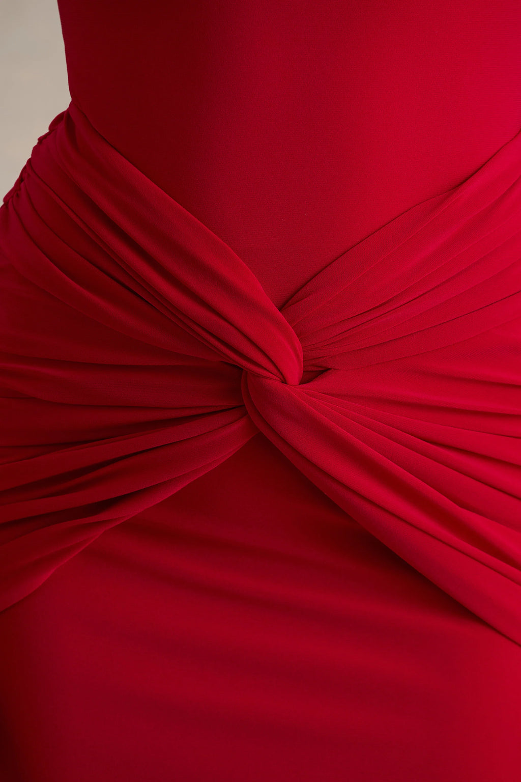 Alula | Red High-Neck Maxi Dress With Twist Detail