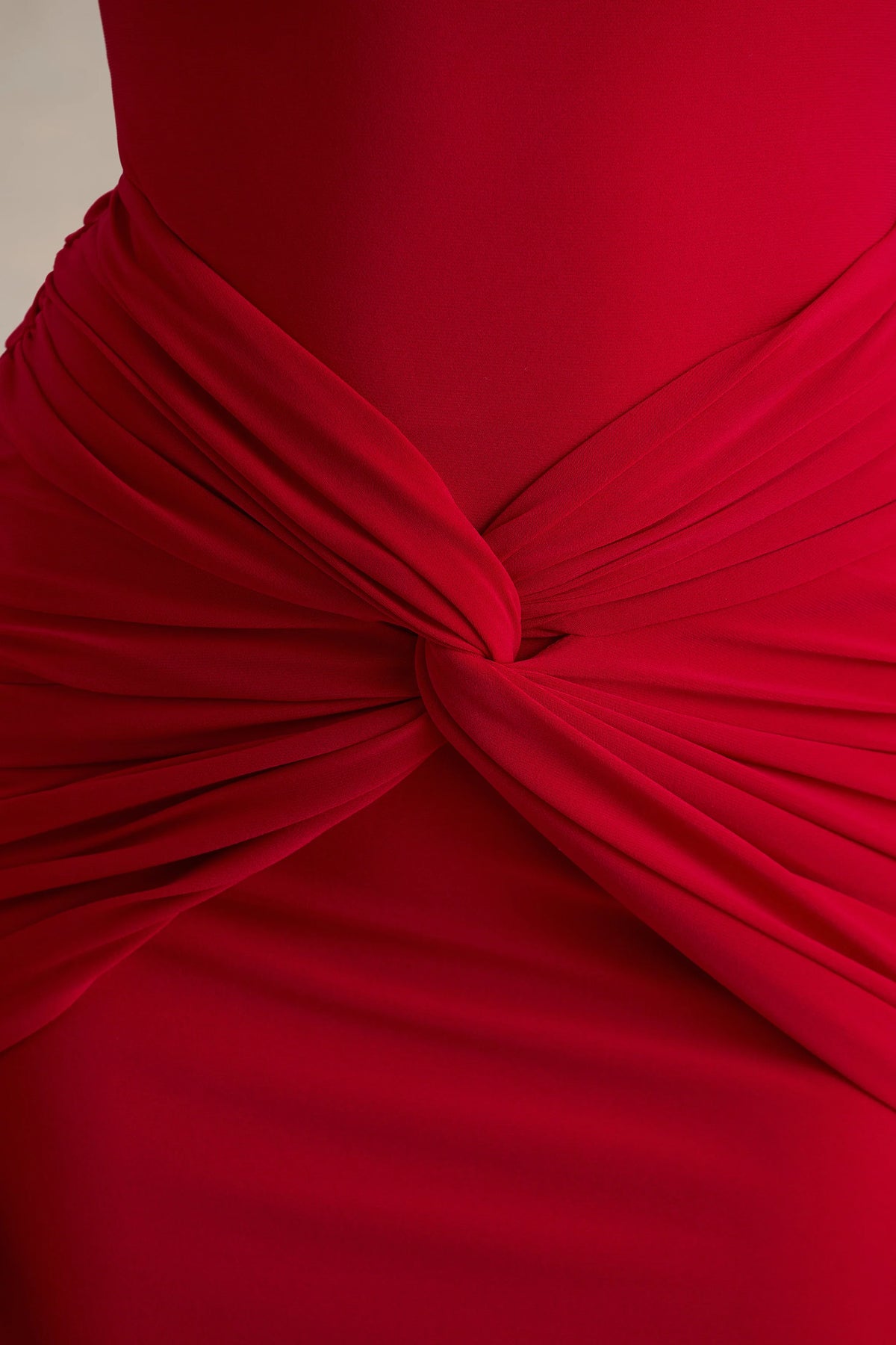 Alula | Red High-Neck Maxi Dress With Twist Detail