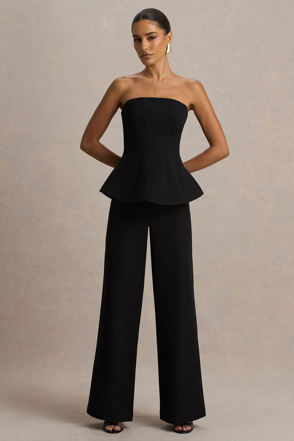 Silvia | Black Straight-Leg Trousers