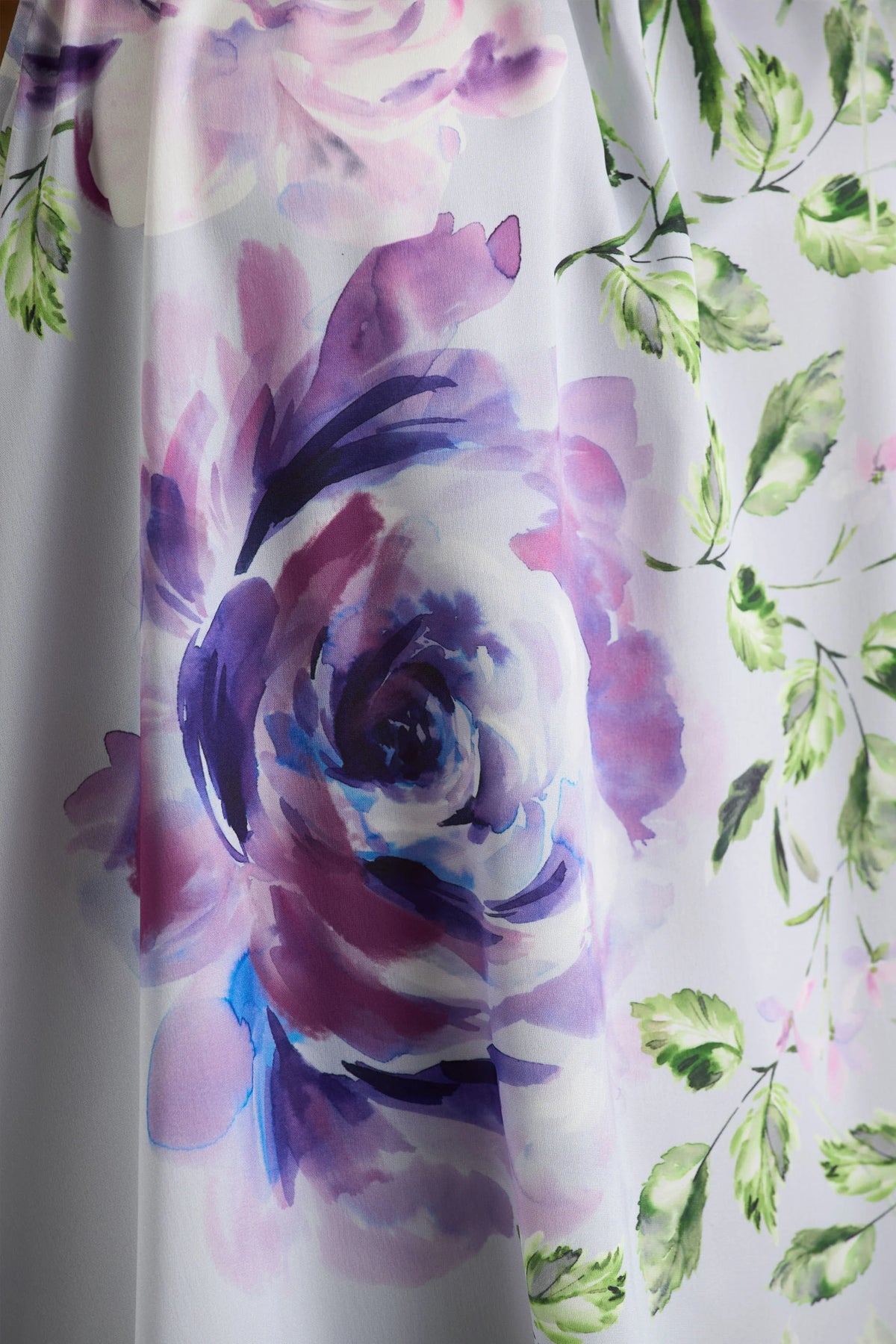 Evita | Powder Blue Rose Print High-Neck A-Line Mini Dress With Bow