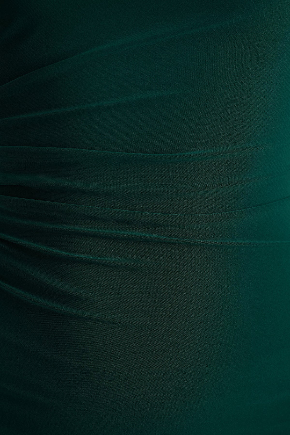 Eden |  Bottle Green High-Neck Maxi Dress With Ruched Detailing