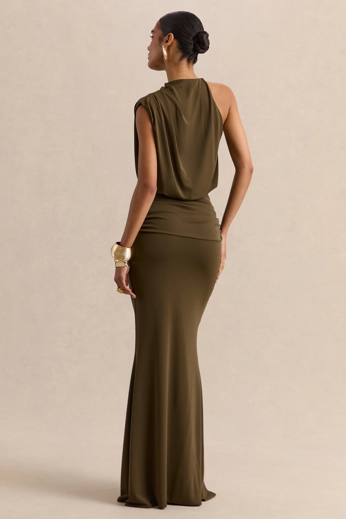 Umaira | Khaki High-Neck Maxi Dress