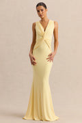 Holly | Lemon Plunge-Neck Maxi Dress With Twist-Detail