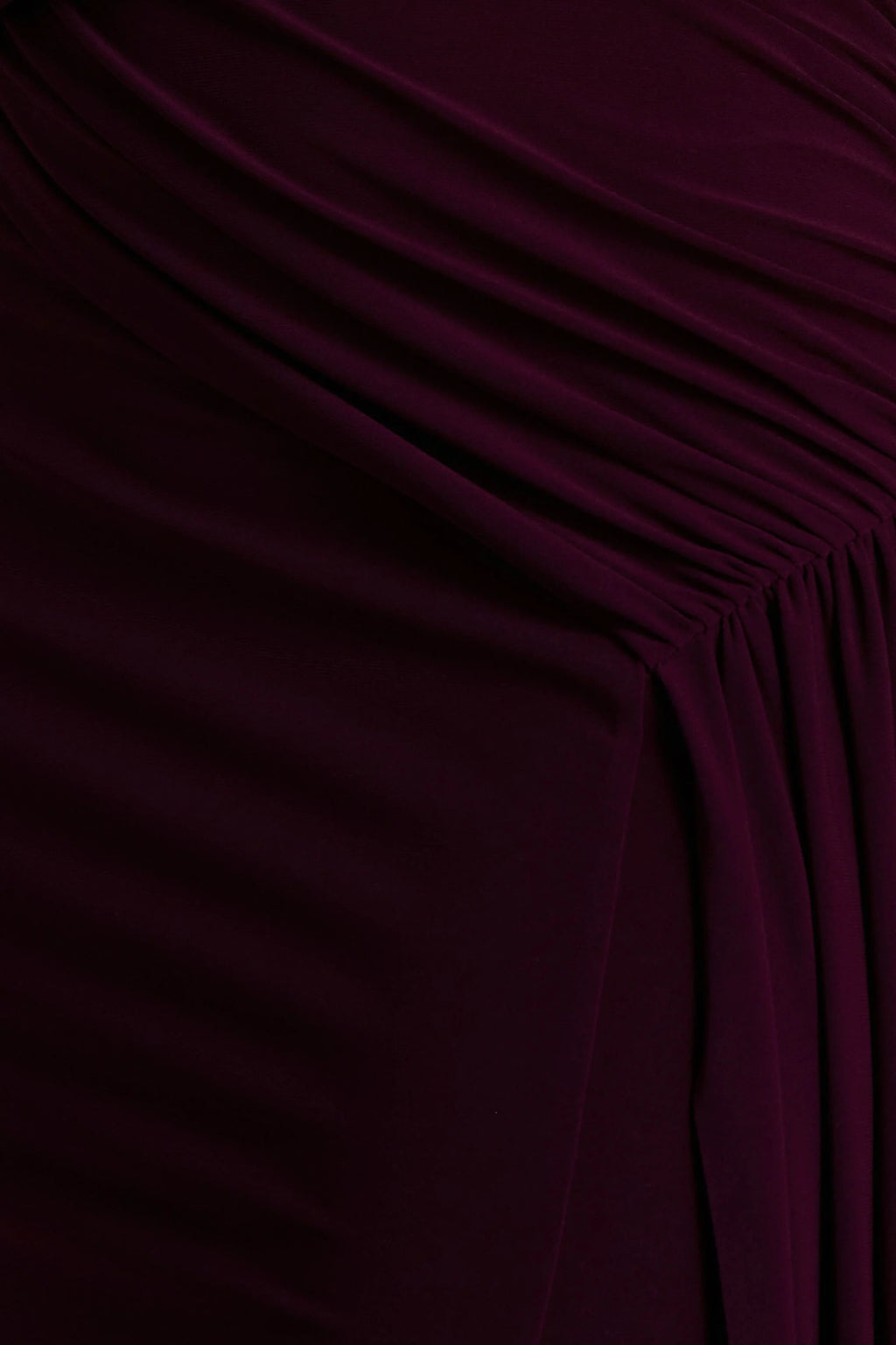 Aurelia | Dark Plum High-Neck Wrapped Maxi Dress With One-Cape Sleeve
