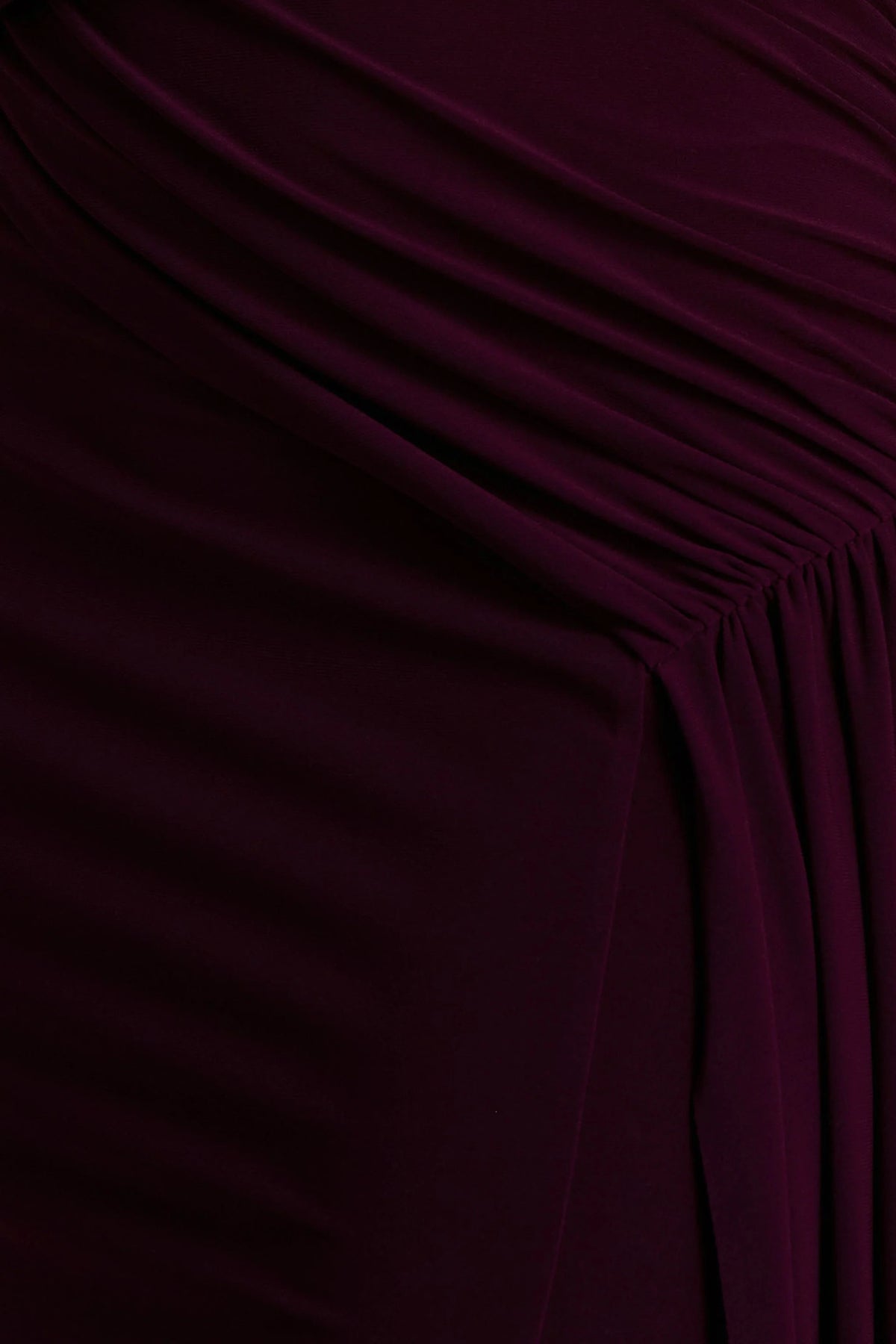 Aurelia | Dark Plum High-Neck Wrapped Maxi Dress With One-Cape Sleeve