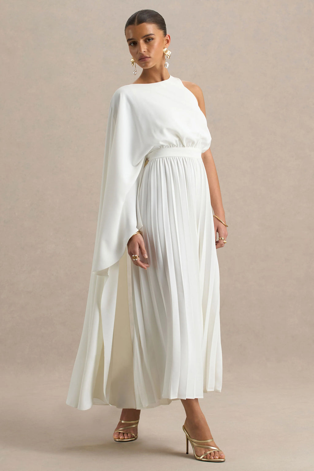 Paradise | White Cape-Sleeve Jumpsuit
