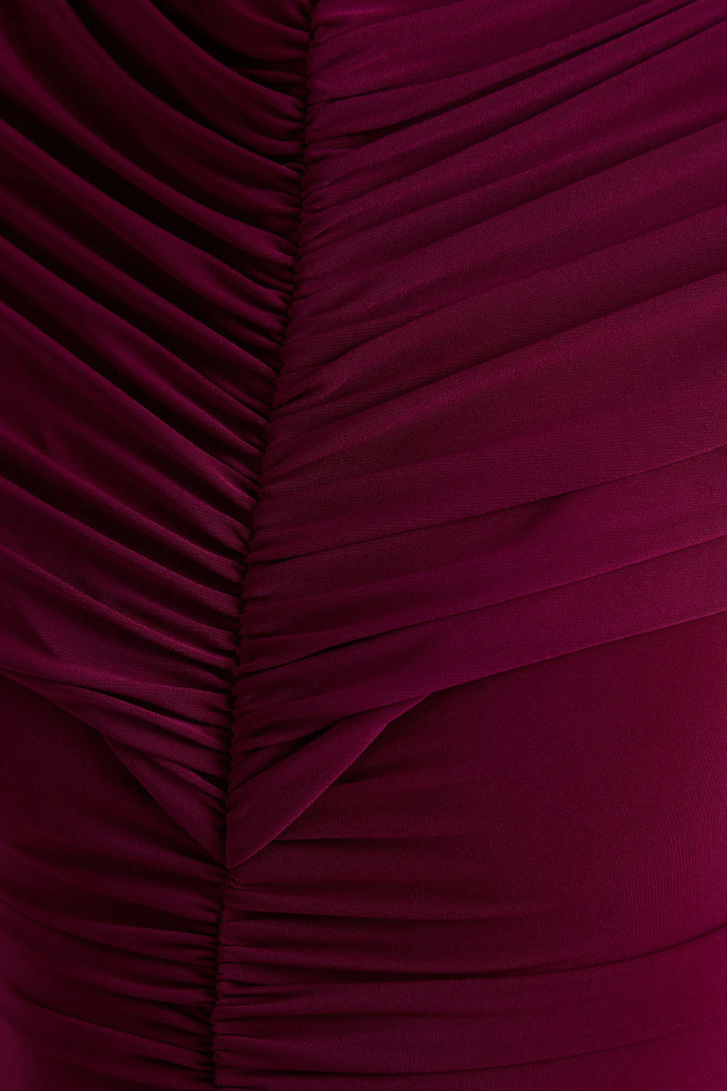 Azaria | Burgundy High-Neck Maxi Dress With Ruched Detailing