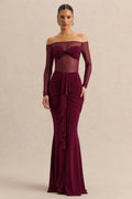 Iskra | Burgundy Extreme Ruffled Maxi Skirt