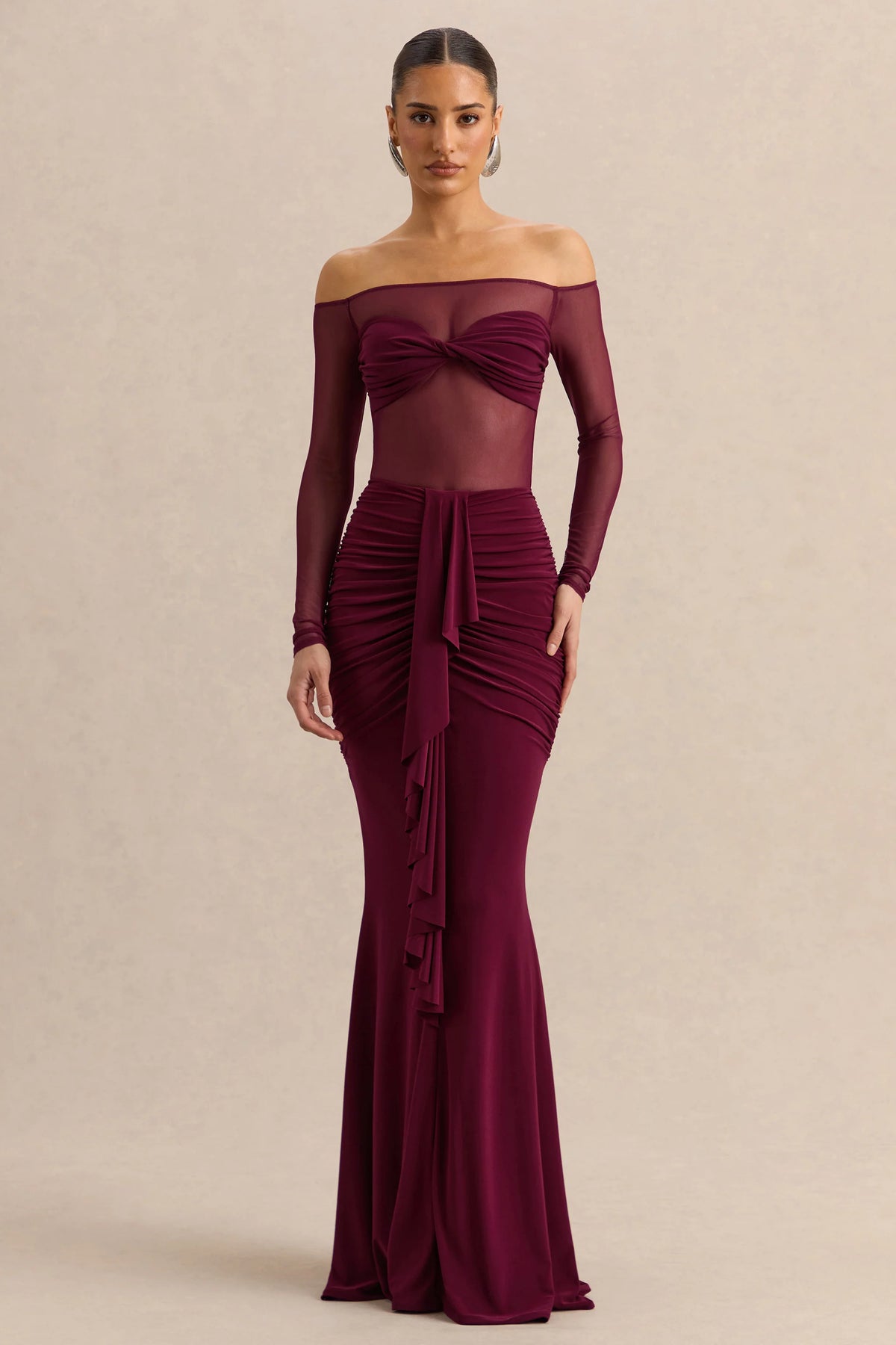 Iskra | Burgundy Extreme Ruffled Maxi Skirt