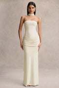 Graciella | Stone Bandeau Maxi Dress With Draped Detailing And Scarf