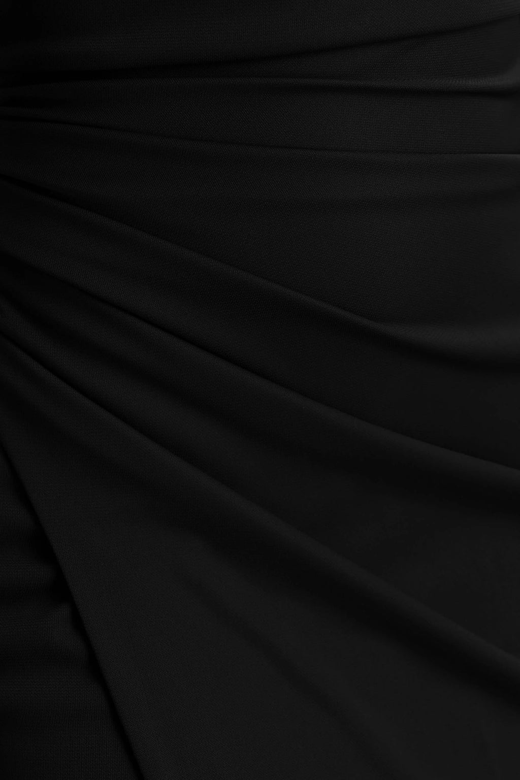 Lola | Black Asymmetric-Neck Maxi Dress With Ruched Detailing And Front High-Split