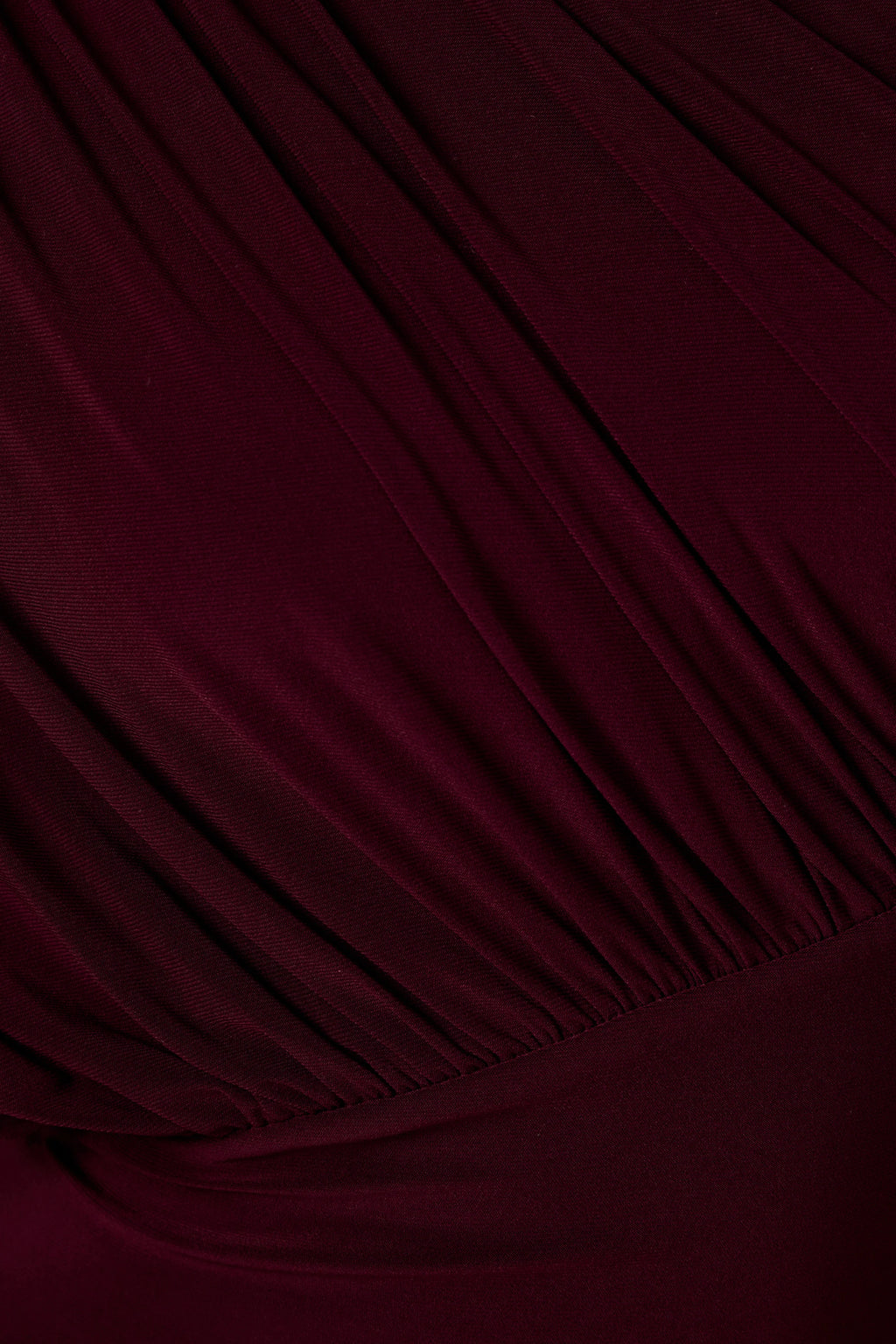 Kelsey | Burgundy Asymmetric-Neck Maxi Dress With Ruched Detailing