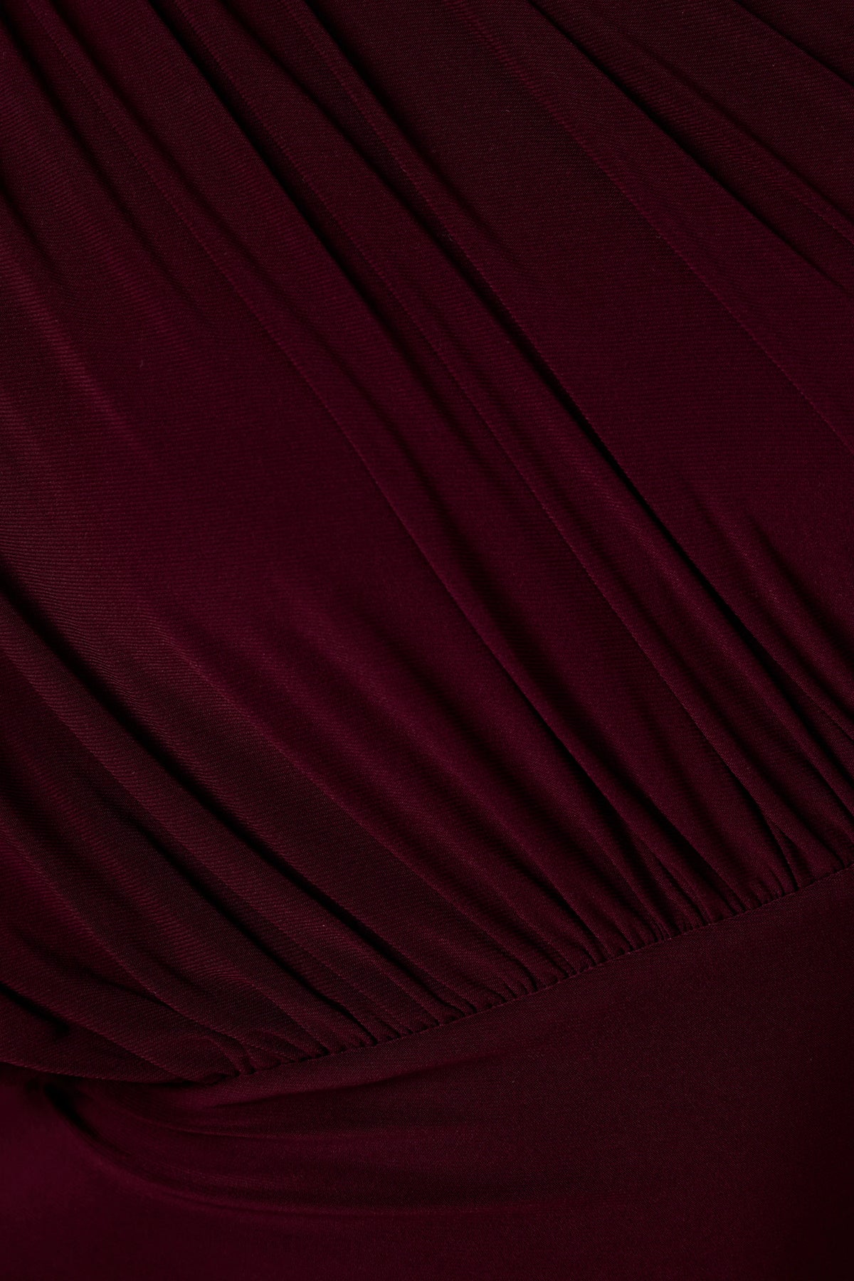 Kelsey | Burgundy Asymmetric-Neck Maxi Dress With Ruched Detailing