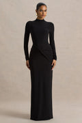 Alula | Black High-Neck Maxi Dress With Twist Detail