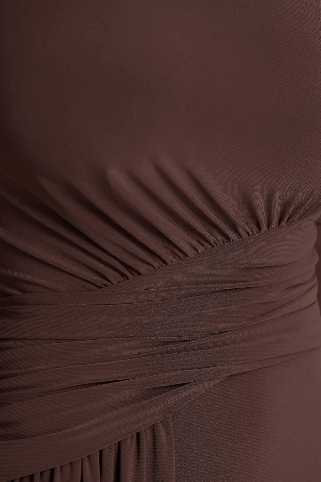 Virelle | Brown Boat-Neck Maxi Dress With Wrap Detail And Sash