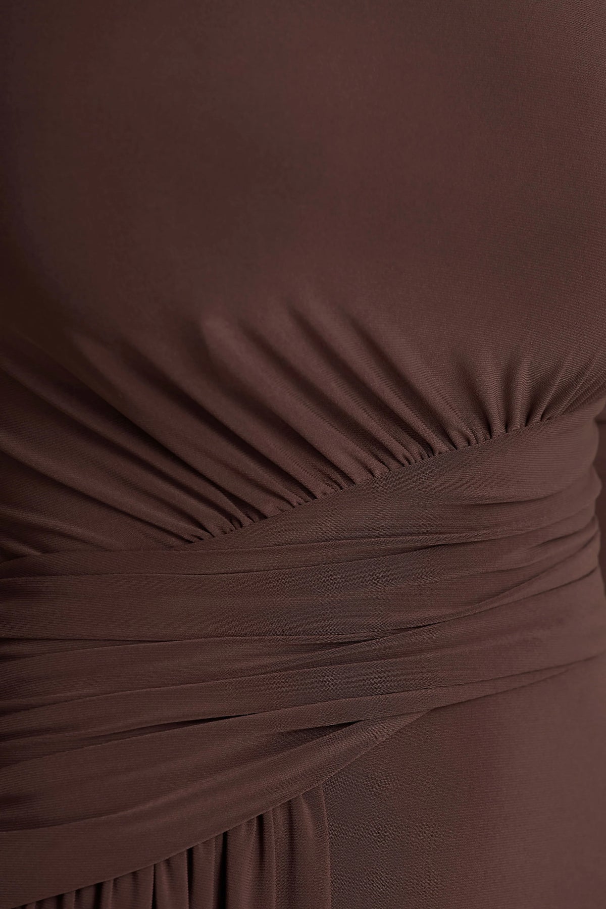 Virelle | Brown Boat-Neck Maxi Dress With Wrap Detail And Sash